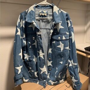 Peach Love California Denim Jacket with White Stars